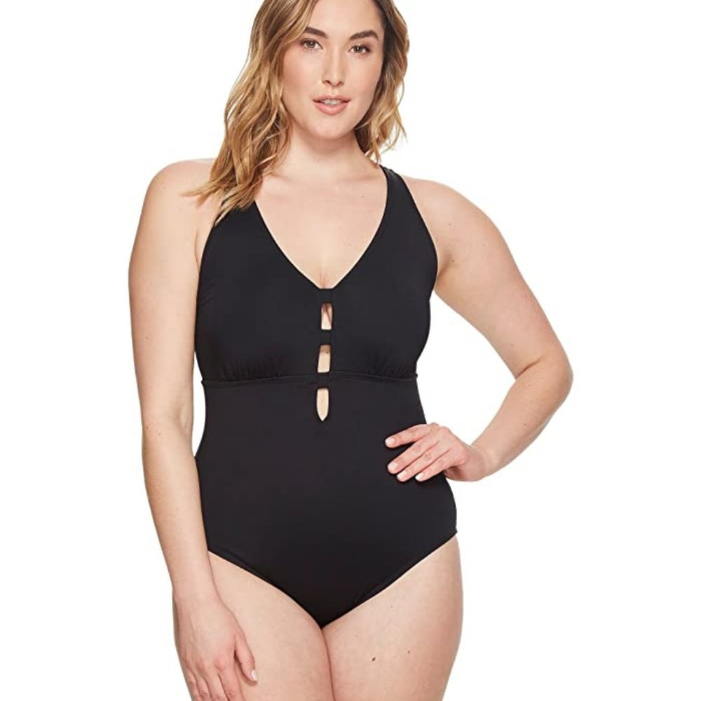 NWT Ralph Lauren Black Slimming One Piece Swimsuit